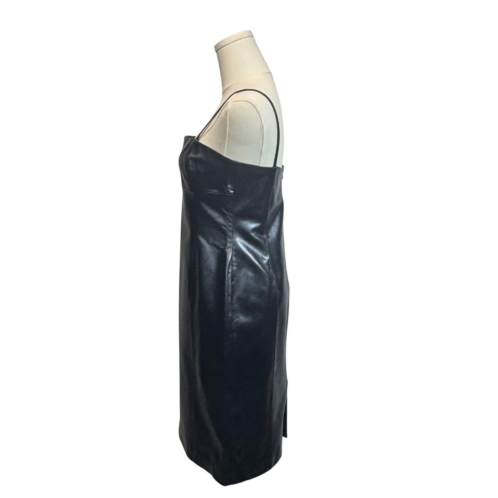 VTG Ralph Lauren Leather Jacket Dress Set Black 90s Moto Biker Cyber Sz 8 Small - Picture 6 of 16